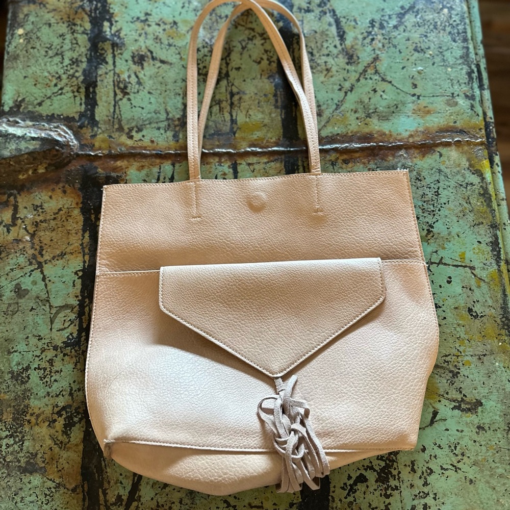 Anthropologie leather purse with clutch